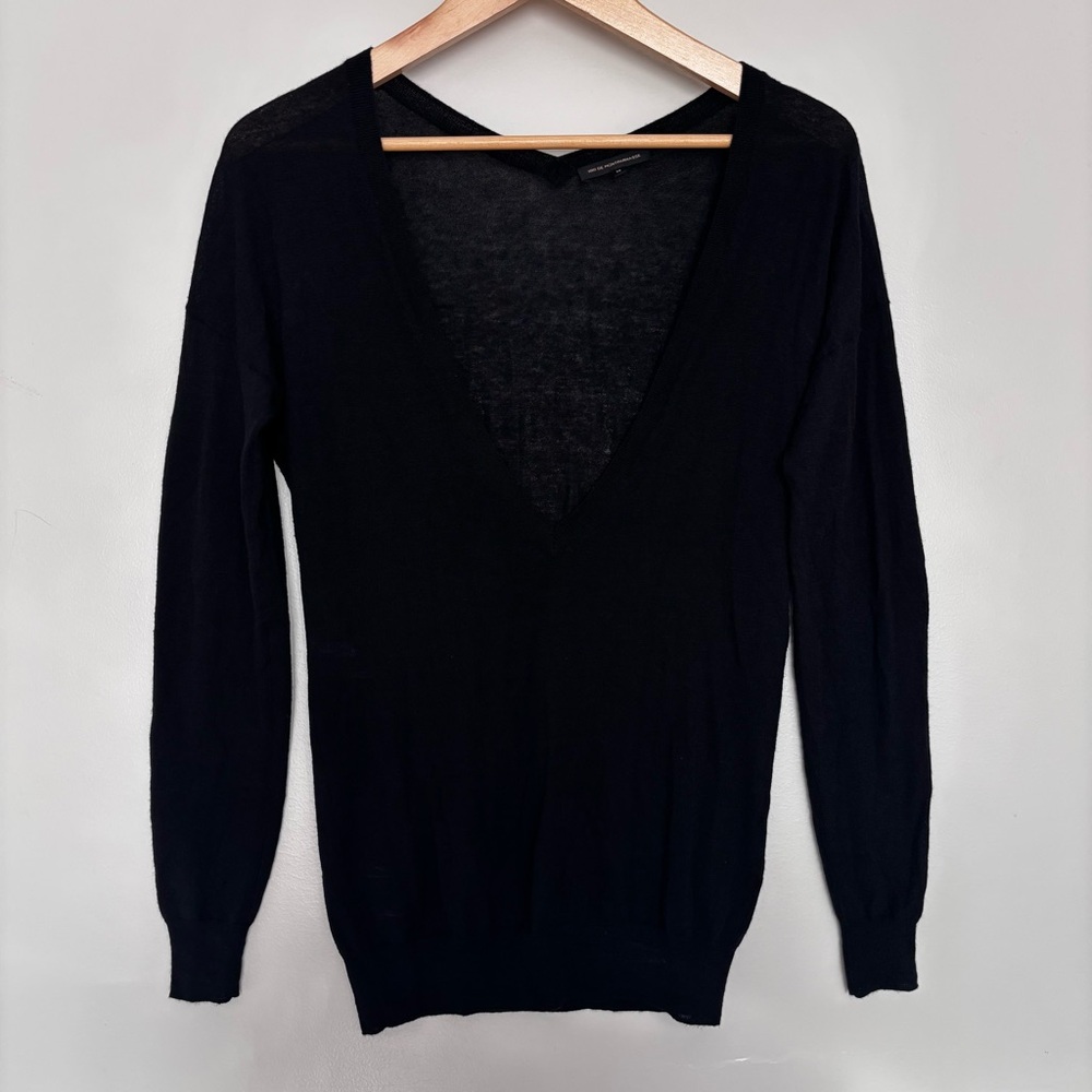 Kiki de Montparnasse Black 100% Cashmere V-neck Boyfriend Luxe Sweater Size XS - Picture 3 of 14
